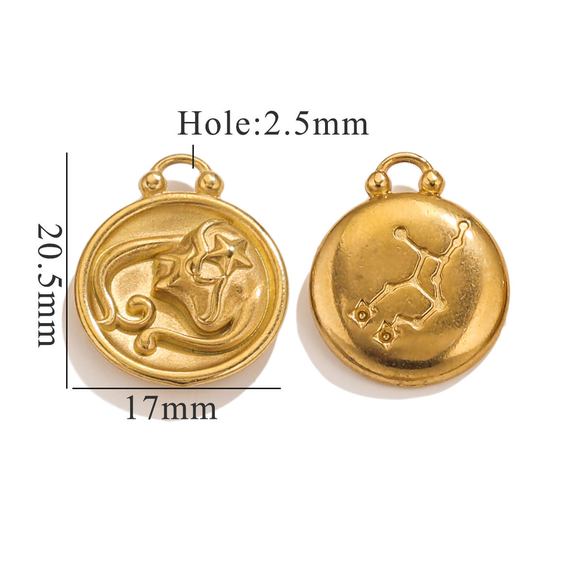 1 Piece Retro Classic Style Virgo Shape Stainless Steel  Gold Color Unisex Pendant h5 